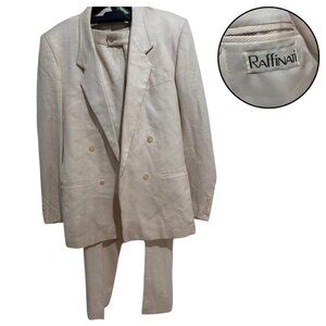 Raffinati Women Beige 4 Button Blazer Suit Set Pants 32/34 Career Outfit